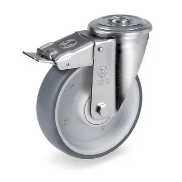 Easy-Roll grey Doppelstopp-RL-Lenkrollen mit thermoplastischen Gummirädern und Kugellager