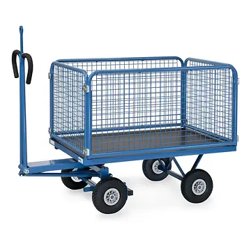 Handpritschenwagen mit Drahtgitterwänden 600mm hoch, mit Zugöse