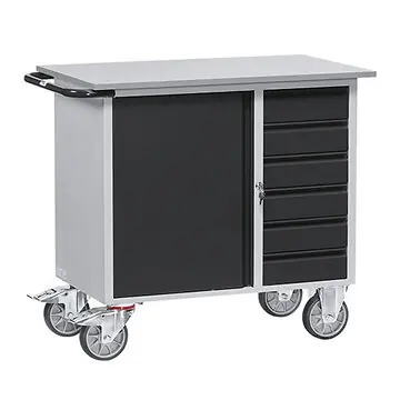 Werkstattwagen Tragkraft 400 kg, 1 Schrank, 6 Schubladen