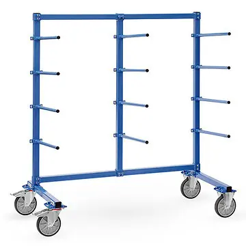Tragarmwagen mit 12 Tragarme 5° einseitig, mit PVC-Schlauch überzogen