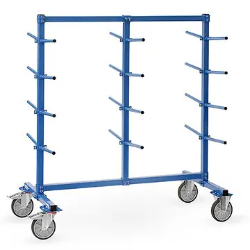 Tragarmwagen mit 24 Tragarme 5° zweiseitig, mit PVC-Schlauch überzogen