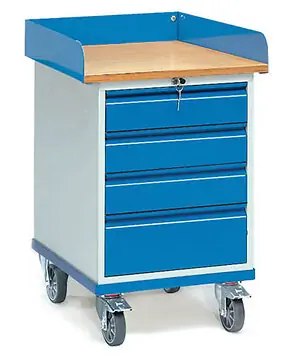 Rollschrank mit 3 Schubladen 120 mm und 1 Schublade 180 mm hoch