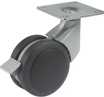 Design-Rolle mit Platte und Radfeststeller, mit WEICHER Lauffläche